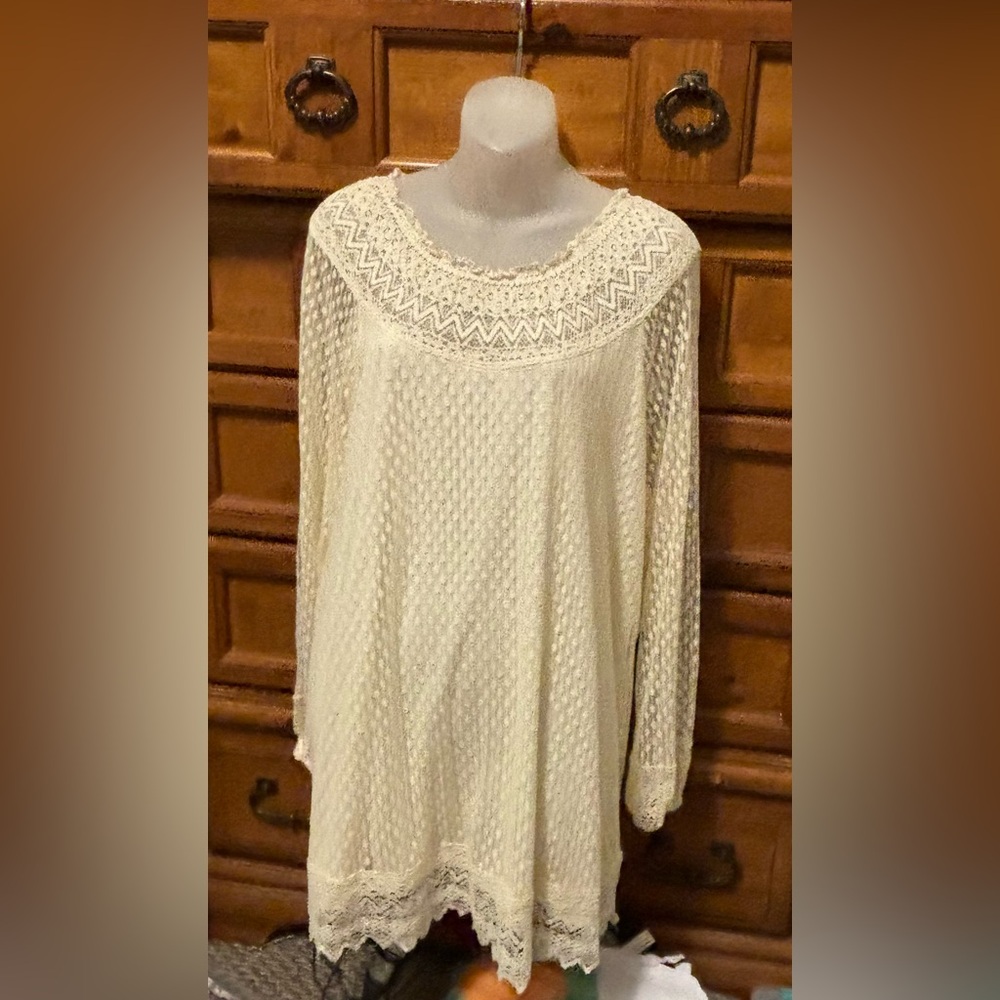 Bella Bird Cream Swiss Dot and lace dress. Size XXL.